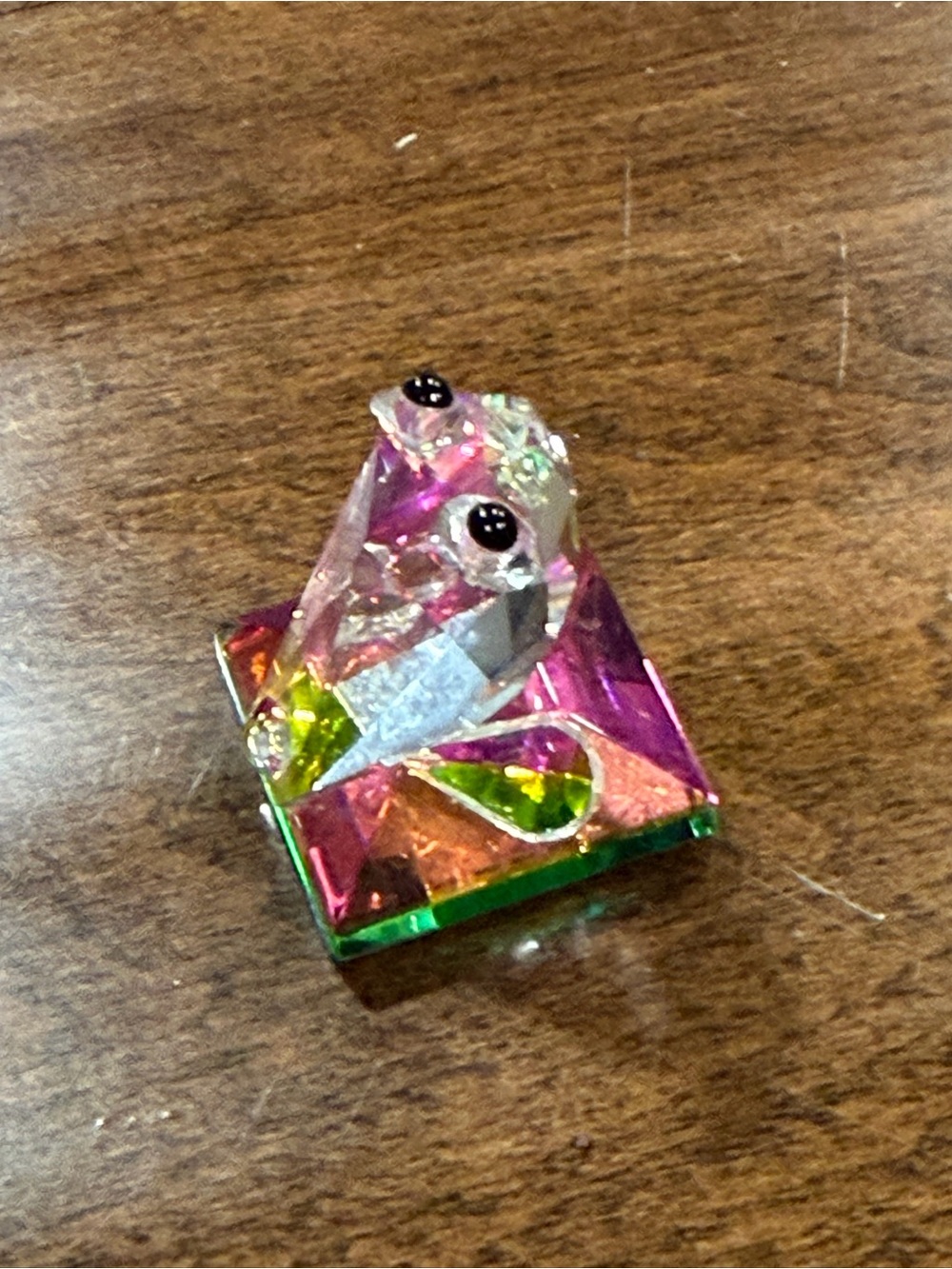 Vintage Miniature Crystal Frog Figurine Prism Colorful